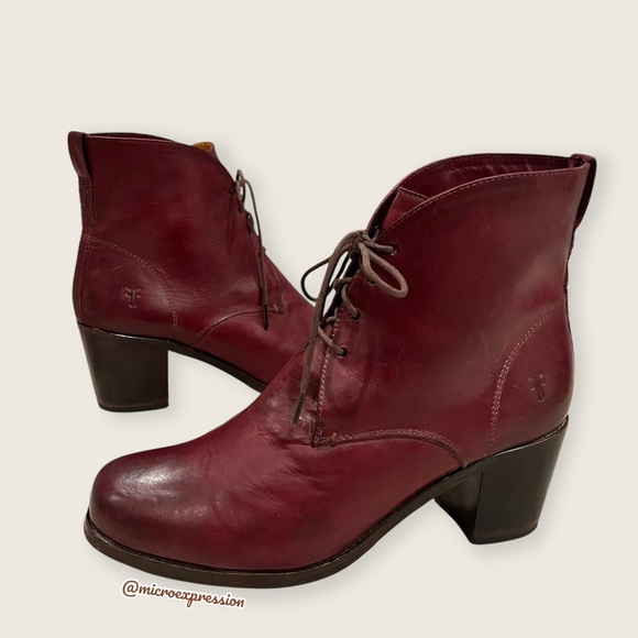Frye Kendall Chukka Oxblood Red Burgundy Leather Short Lace Up - Main Image